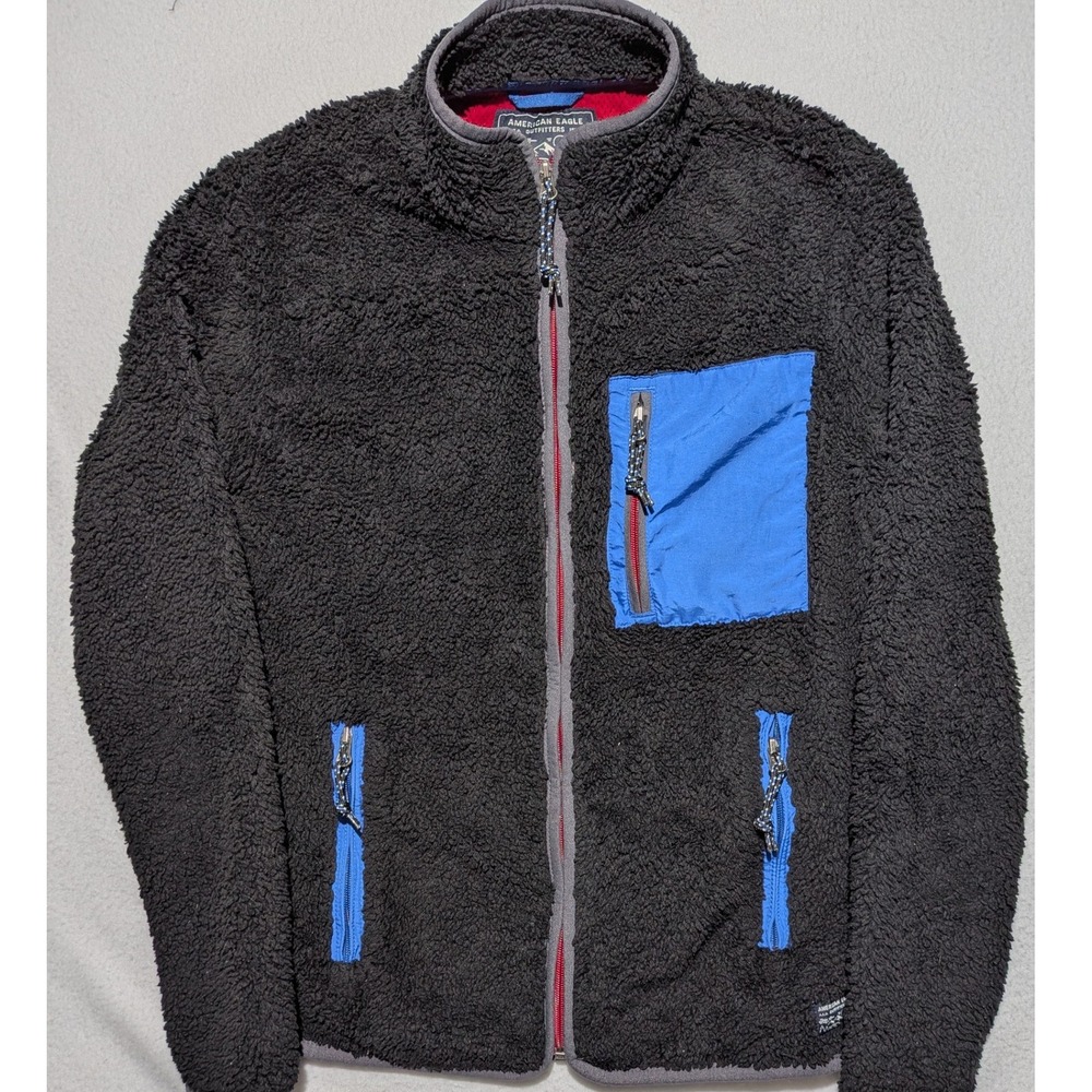 Vintage American Eagle Fleece Jacket Size S Full Zip Gray Retro Gorpcore 90s Y2K